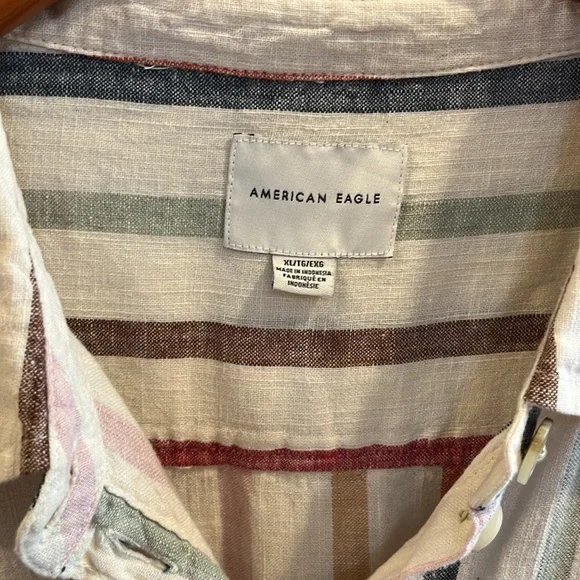 American Eagle Striped Linen Button Down - Picture 4 of 6